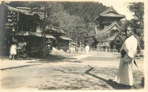 Postcard RPPC C-1910 Japan Shizouka Temples Native Man 23-10582