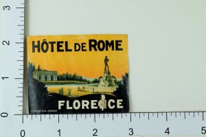 Poster Stamp Luggage Label Vintage Hotel De Rome Florence E5