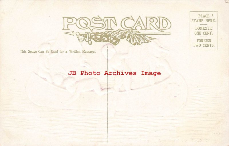 3 Postcards, H.M. Pollock, Native American Indians, Cupid on Warpath, Canoeing