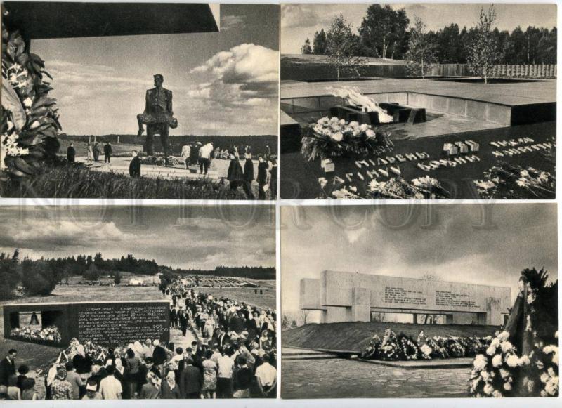 164485 Belarus KHATYN Memorial Graves SET of 8 old postcard