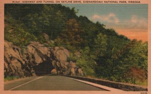 Vintage Postcard 1951 Highway & Tunnel Skyline Drive Shenandoah National Park VA