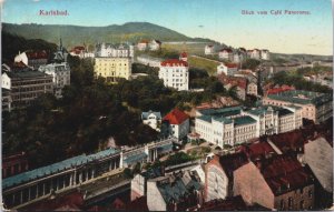 Czech Republic Karlovy Vary Blick vom Cafe Panorama Karlsbad Postcard C126