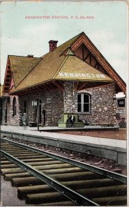 Kensington Station PE Prince Edward Island PEI Railway c1913 Postcard H37 *as is