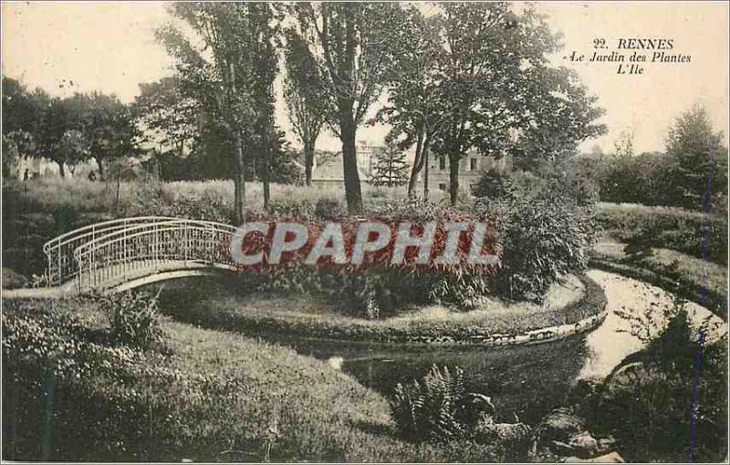 Postcard Old Rennes Le Jardin des Plantes The Island