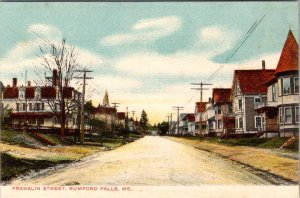 Rumford Falls, ME Maine FRANKLIN STREET SCENE Homes~Residential ca1900s Postcard