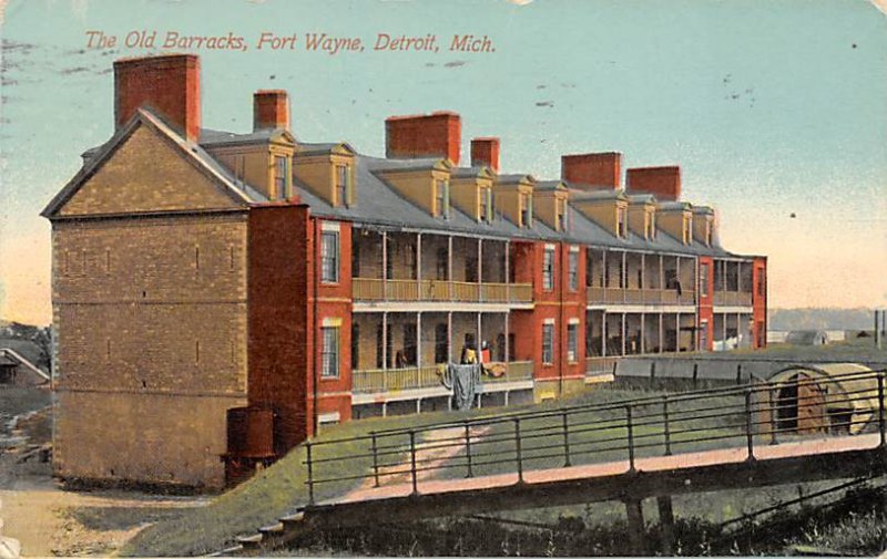 The Old Barracks at Fort Wayne Detroit, Michugan, USA Military 1911 