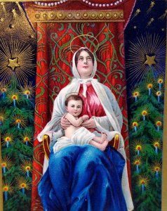 Christmas Postcard Madonna Holds Baby Jesus Series 1480 Germany 1909 Embossed