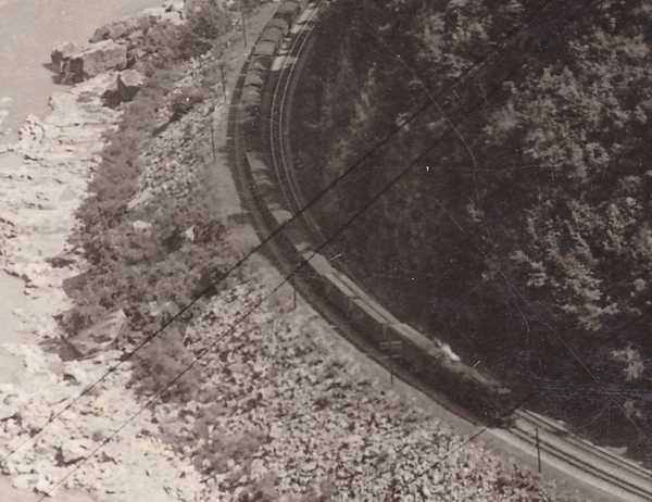 RPPC Railroad Train New River Canyon WV West Virginia near Gauley Bridge pm 1942