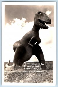 Rapid City South Dakota SD Postcard RPPC Photo Tyrannnosaurus Rex Dinosaur Park