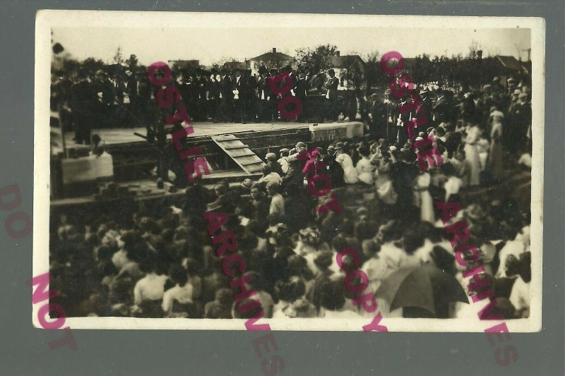 Milford IOWA RPPC 1912 LAYING CORNER STONE Masons nr Lake Okoboji Spencer Spirit