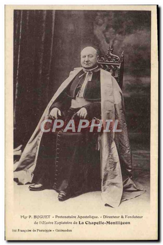 Postcard Old Bishop Buguet Apostolic Prothonotary La Chapelle-Montligeon