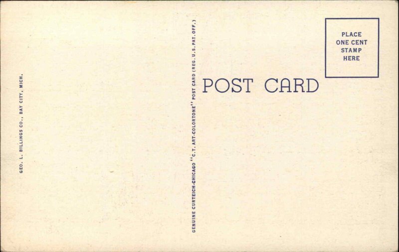 Bay City Michigan MI Washington Ave Bus Linen Vintage Postcard