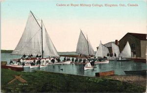 RMC Cadets at Royal Military College Kingston ON Sailboats UNUSED Postcard F84