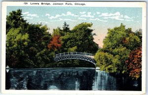 c1910s Chicago, IL Lovers Bridge Litho Photo Postcard PC Jackson Park ILL A69