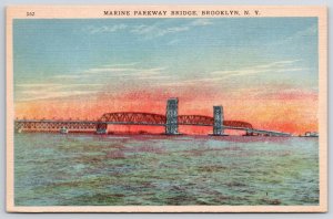 Brooklyn NY-New York, Marine Parkway Bridge over Rockaway Inlet Vintage Postcard