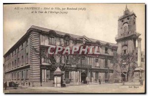 Old Postcard Aix en Provence Town Hall and Clock Tower