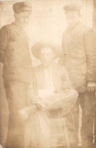 J35/ Coloma South Dakota Postcard RPPC c1910 Man Well-Dressed Boys 236