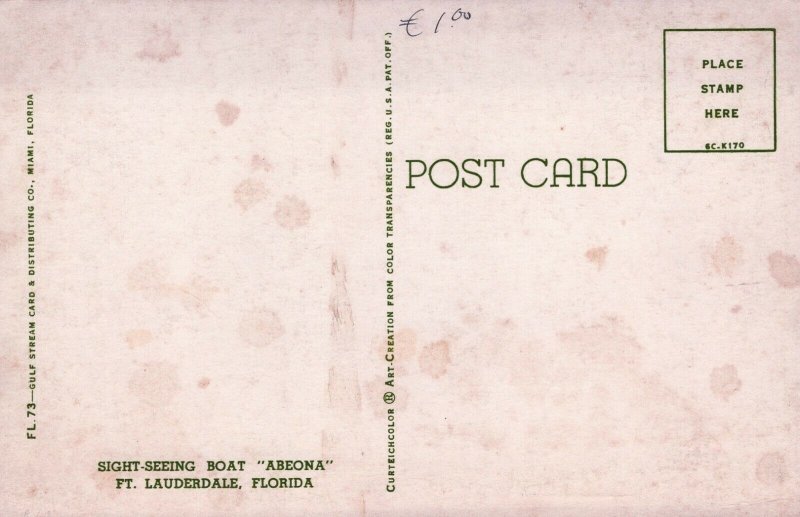 Sightseeing Boat Abeona Ship Chrome Postcard 08.96