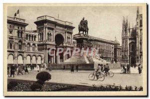 Old Postcard Milano Monumento a Vittorio Emanuele II