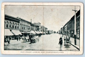 Independence Iowa Postcard Main Street Looking East Road c1910 Vintage Antique