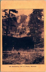 Battleship Cliff at Plains Montana MT Sepia View UNP 1910s DB Postcard  S20