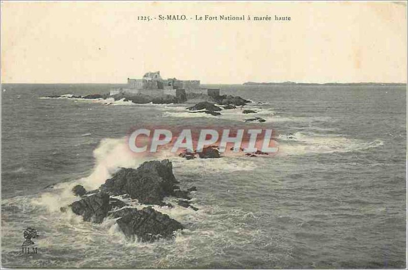 Postcard Old St Malo Fort National has Maree Haute