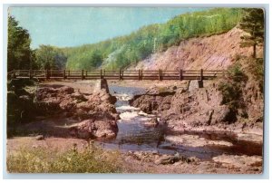 Rustic Bridge Crossing Bad River Copper Falls State Park Near Mellen WI Postcard