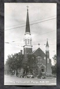 dc226 - FARGO ND 1920s Cars at The Cathedral Real Photo Postcard