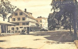 Bingham ME Dutton Hotel Rooms Old Cars (note rumble seat) Real Photo Postcard