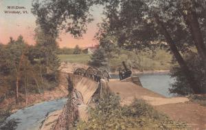 Mill Dam, Windsor, Vermont, Early Hand Colored Postcard, Used in 1920