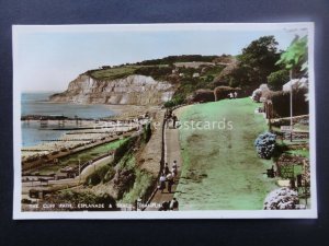 Isle of Wight SHANKLIN Cliff Path Esplanade & Beach Old RP Postcard by Nigh 5126