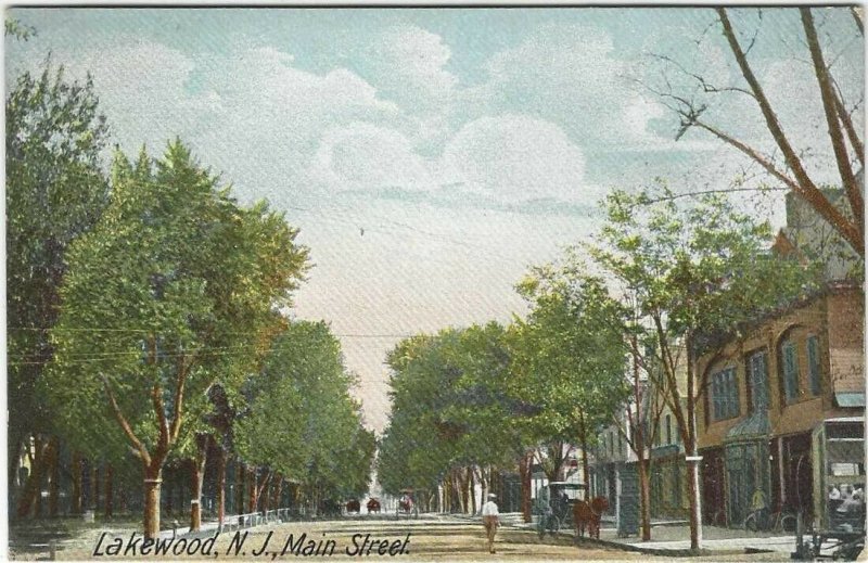 Very vintage postcard, Lakewood, New Jersey, Main st.