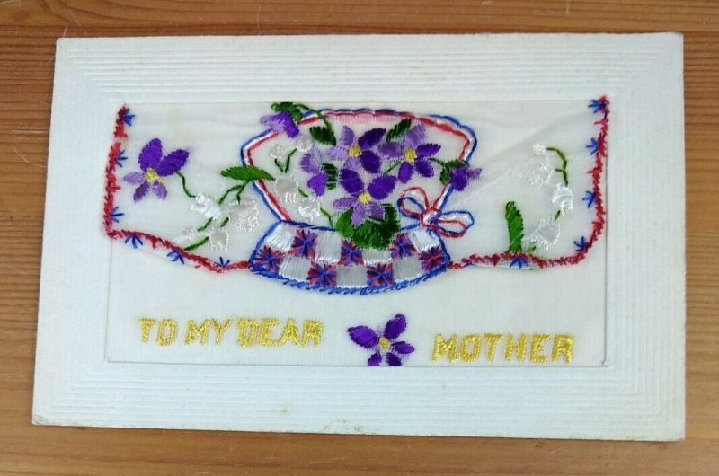 WW1 Embroidered Silk Postcard To My Dear Mother   (K1A) 