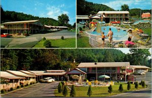 Vtg 1950s Virgil's Motel Old Cars Swimming Pool Gatlinburg Tennessee TN Postcard