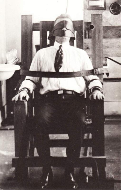 Man in Electric Chair 1930s Nebraska State Penitentiary Repro Postcard