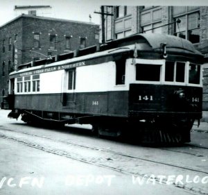 Waterloo Cedar Falls Northern WCNF Train Trolley Repro Real Photo Postcard RPPC