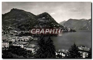 Modern Postcard Lugano e Monte Bre