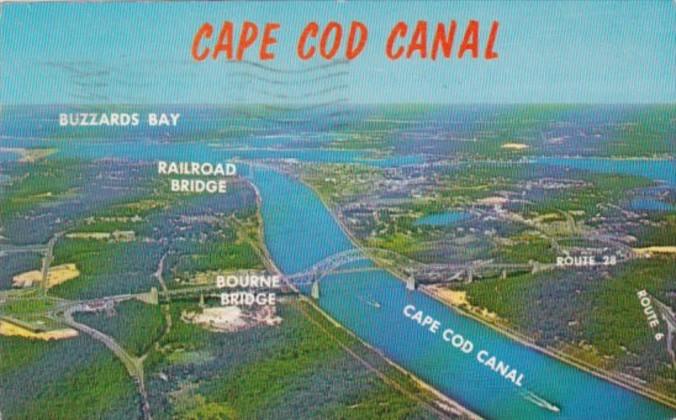 Massachusetts Aerial View Cape Cod Canal and Buzzards Bay 1965