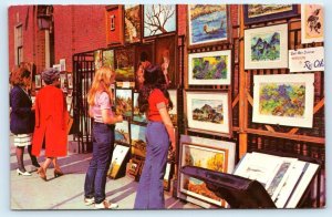 NEW YORK CITY, NY ~ Greenwich Village ~ c1960s DISPLAY of SIDEWALK ART Postcard