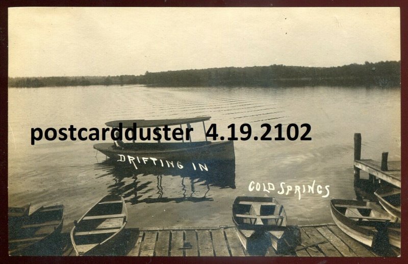 h2993 - COLD SPRINGS Indiana 1910s Lake Boating. Real Photo Postcard