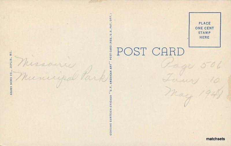 1940s Swimming  Pool Carthage Missouri Municipal park linen Teich postcard 10798