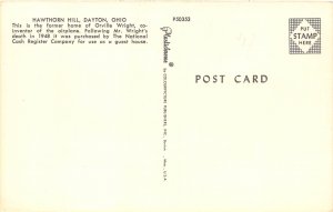 Dayton Ohio 1950s Postcard Hawthorn Hill Home of Orville Wright