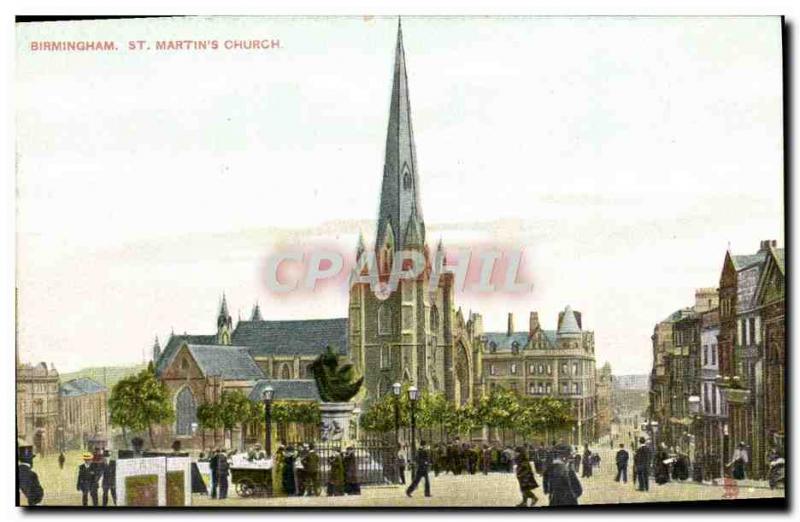 Postcard Old Birmingham St Martins Church