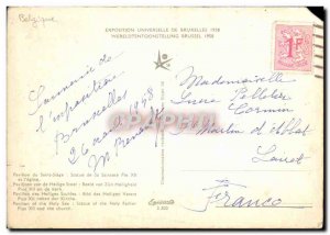 Postcard Modern Brussels Expo 1958 Pavilion of the Holy Statue seat of his ho...
