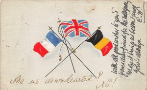 ENGLAND FRANCE BELGIUM FLAGS POSTCARD 1914