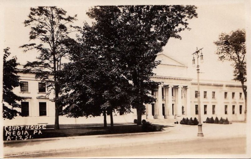 Postcard RPPC Court House Media PA