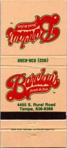Vintage Matchbook Cover Barclay's Restaurant Tempe, Arizona MB172