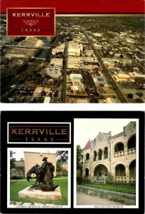 2~4X6 Postcards Kerrville, TS Texas AERIAL & COWBOY ARTISTS~HILL COUNTRY MUSEUMS