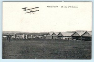 AMBÉRIEU, FRANCE ~ Early Airplanes CHAMP d'AVIATION  c1910s Postcard