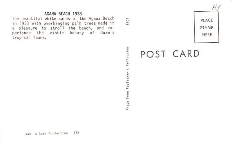 Agana Beach 1938 Guam Unused 